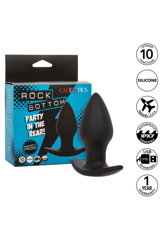 CALEXOTICS - PLUG ANAL PERFECTO ROCK BOTTOM 10 VIBRACIONES SILICONA NEGRO