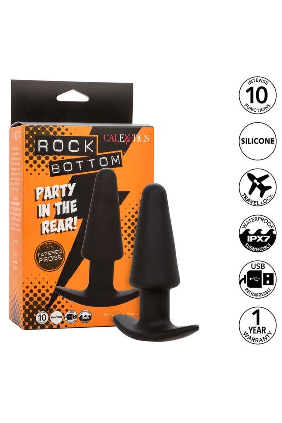 CALEXOTICS - ROCK BOTTOM TAPERED ANAL PLUG 10 VIBRACIONES SILICONE BLACK