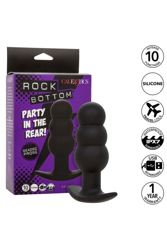 CALEXOTICS - ROCK BOTTOM PERLINE TAPPO ANALE 10 VIBRAZIONI SILICONE NERO