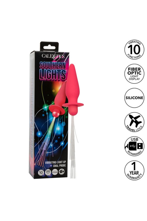 CALEXOTICS - PLUG ANAL ILUMINADO SOUTHERN LIGHTS 10 VIBRACIONES SILICONA ROSA