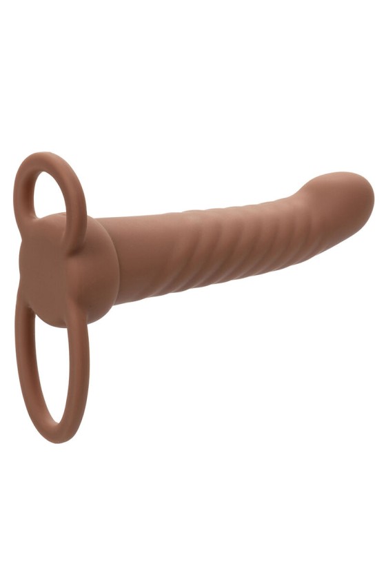 CALEXOTICS - MAXX RIBBED DUAL PENETRATOR 10 VIBRAÇÕES MARROM