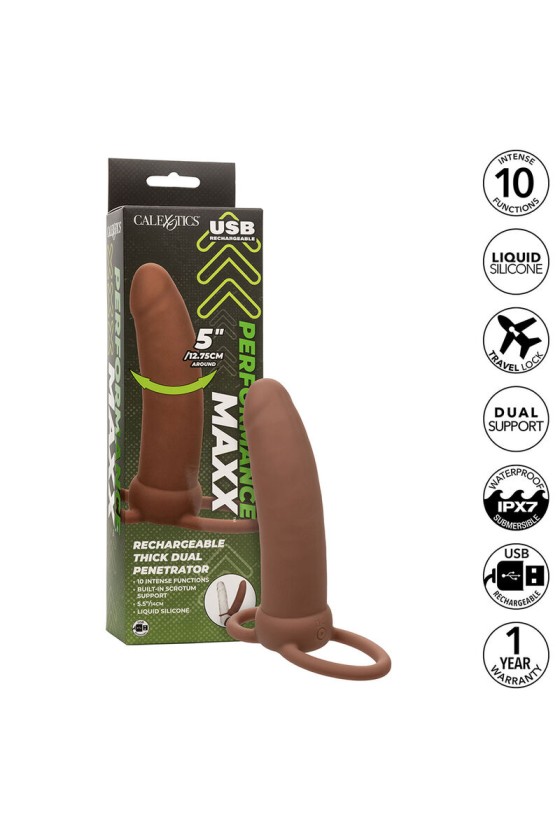 CALEXOTICS - MAXX THICK DUAL PENETRATOR 10 VIBRAÇÕES MARROM