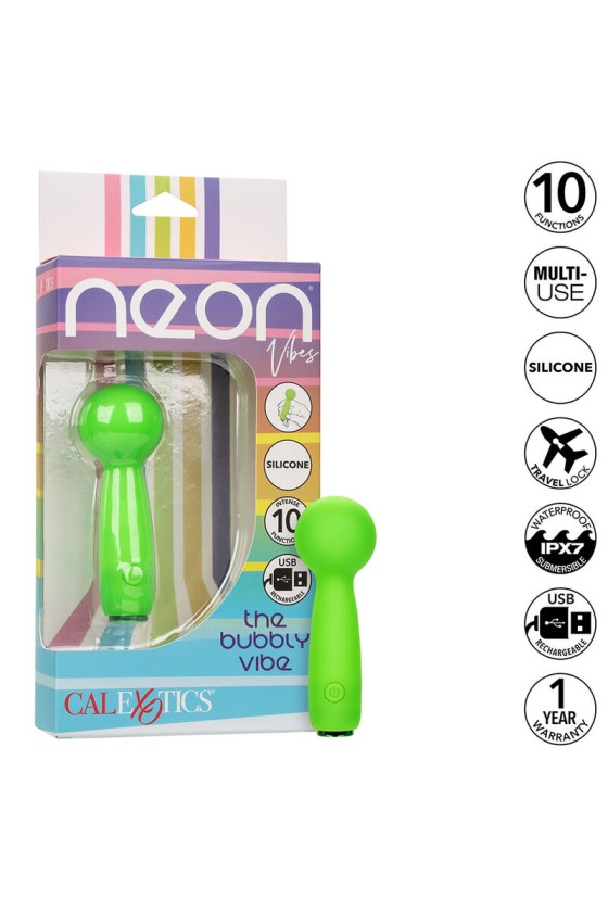 CALEXOTICS - NEON VIBES THE BUBBLY VIBE MINI MASSAGER 10 VIBRATIONS GREEN