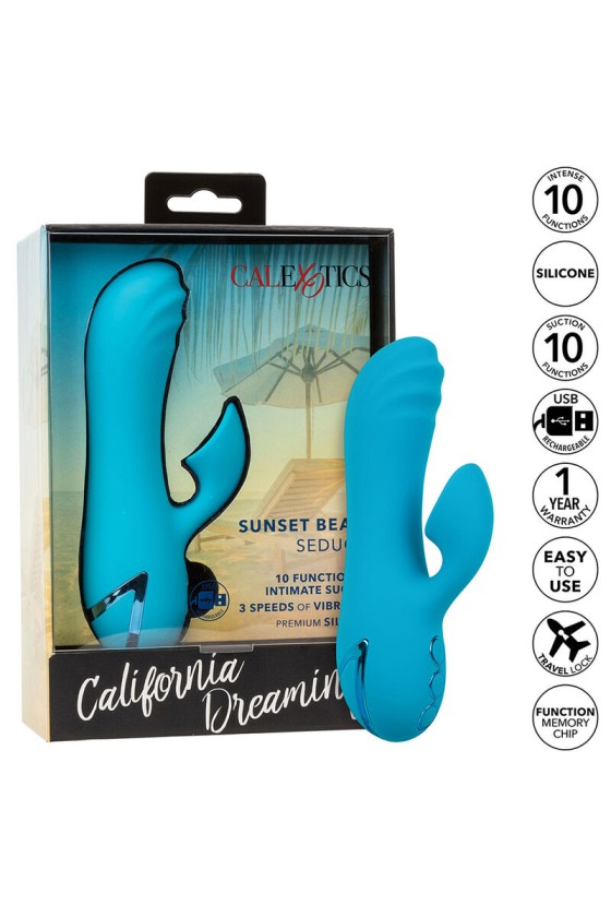 CALEXOTICS - SUNSET BEACH SEDUCER VIBRATEUR  STIMULATEUR 10 FONCTIONS BLEU