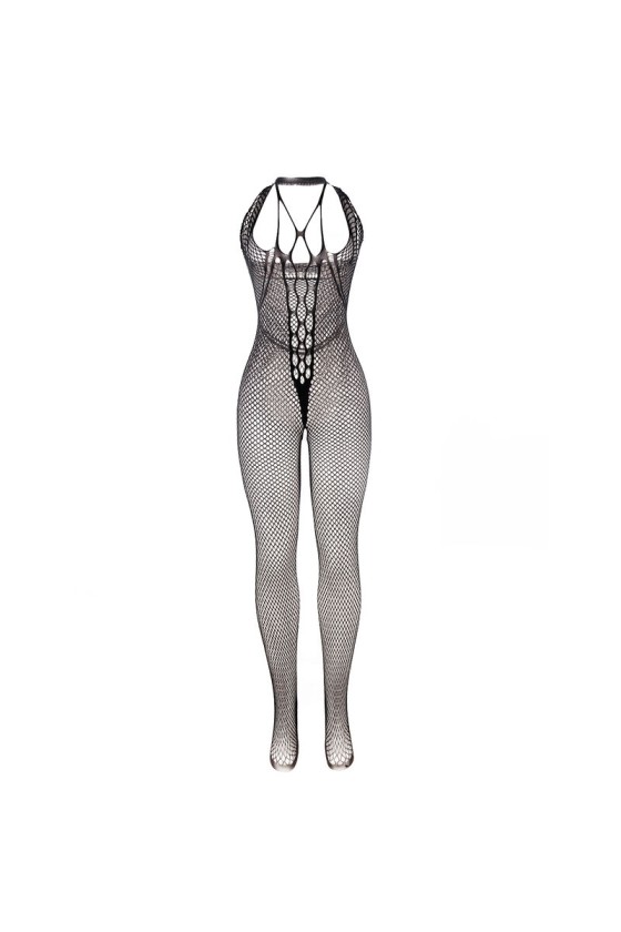 SUBBLIME - 951788 LONG FISHNET BODYSTOCKING WITH STRAPS ON CHEST AND BACK BLACK ONE SIZE