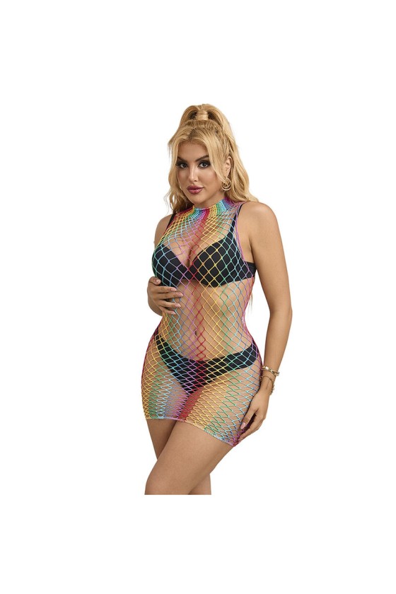 SUBBLIME - 952433 BODYSTOCKING RÉSILLE SANS MANCHES  COL MONTANT ARC-EN-CIEL TAILLE UNIQUE