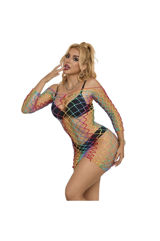 SUBBLIME - 952426 BODYSTOCKING RÉSILLE  MANCHES LONGUES ARC-EN-CIEL TAILLE UNIQUE