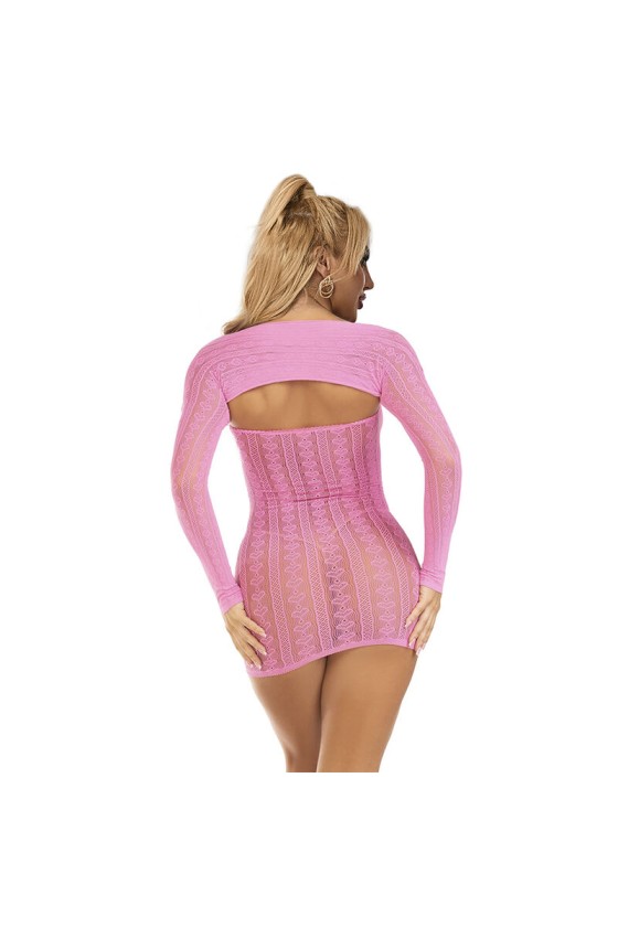 SUBBLIME - 952471 PINK FISHNET BODYSTOCKING ONE SIZE