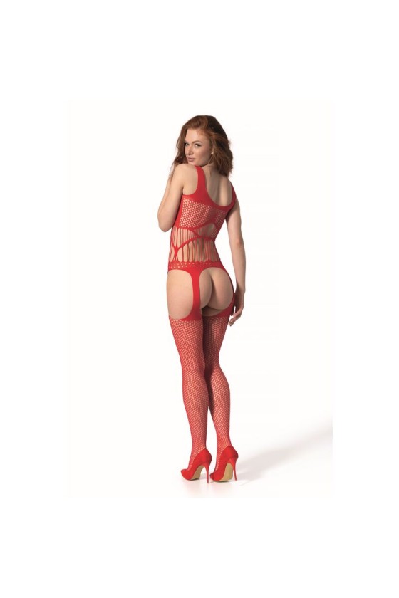 PASSION - BS 106 BODYSTOCKING ROSSO TAGLIA UNICA