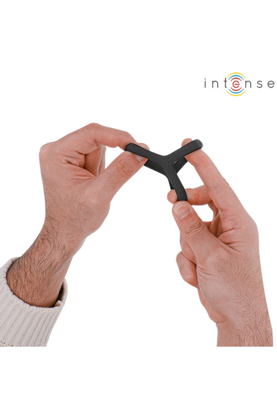 INTENSE - CARSON DOUBLE SILICONE PENIS RING BLACK MODEL 4