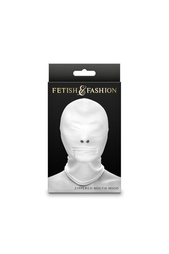 NS NOVELTIES - FETISH  FASHION FECHADO BOCA COM ZÍPER CAPUZ NYLON BRANCO