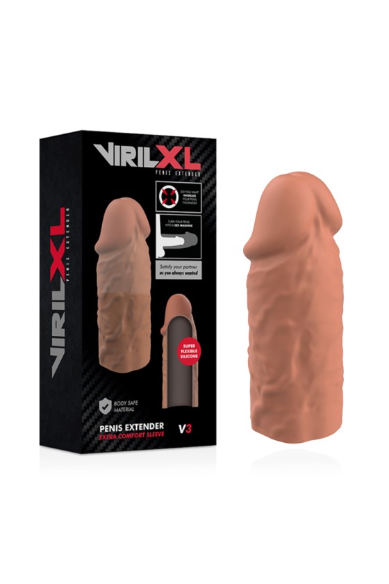 VIRILXL - EXTENSION DE PÉNIS MARRON EN SILICONE LIQUIDE V3