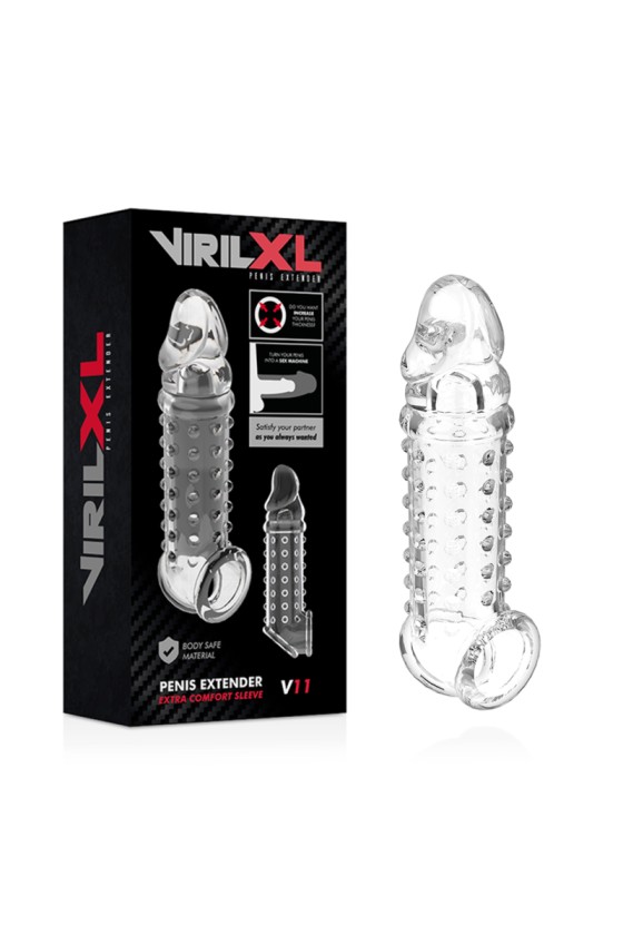 VIRILXL - ESTENSIONE E GUAINA PER PENE V11 TRASPARENTE