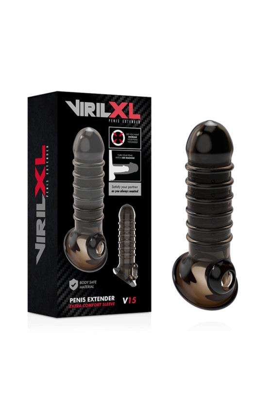 VIRILXL - EXTENSIÓN Y FUNDA DEL PENE V15 NEGRO