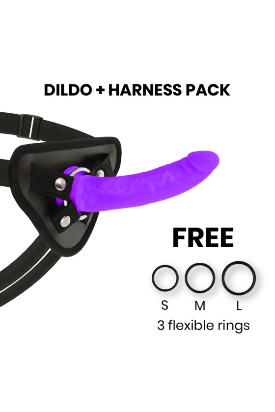 DELTA CLUB - TOYS HARNESS + DONG PURPLE SILICONE 17 X 3 CM