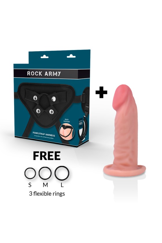 ROCKARMY - ARNÊS + DILDO REALÍSTICO TIGRE DE DUAL DENSIDADE 14CM