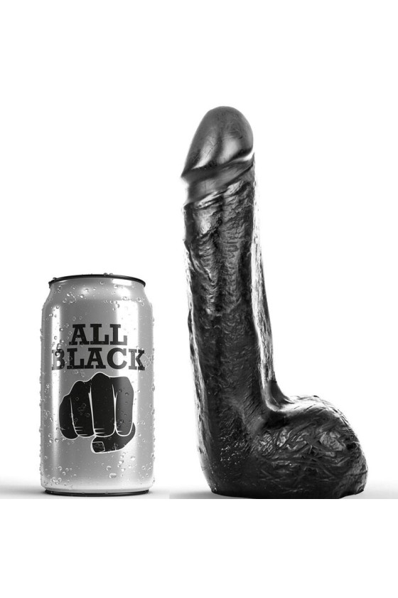 ALL BLACK - DILDO REALISTA NEGRO SUAVE 20 CM