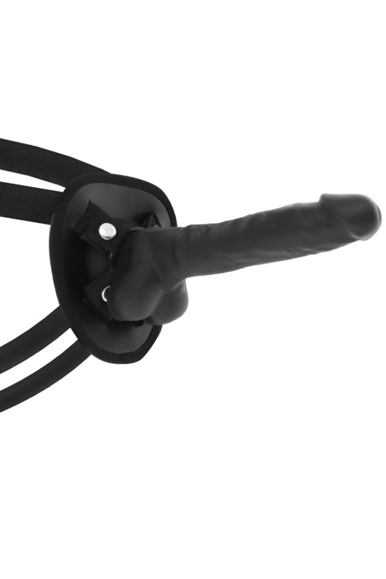 COCK MILLER - HARNESS + SILICONE DENSITY ARTICULABLE COCKSIL BLACK 19.5 CM