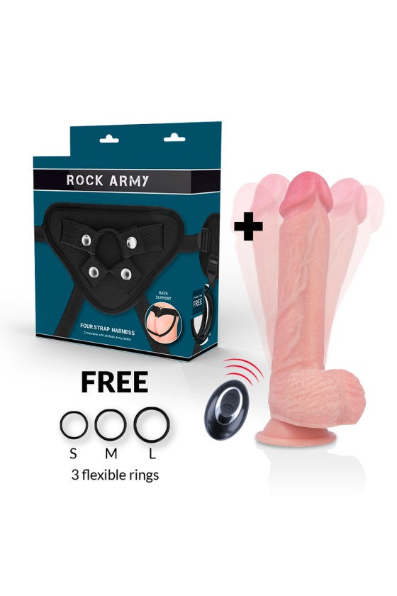 ROCKARMY - ARNÉS + VIBRADOR DE SILICONA LÍQUIDA PREMIUM APACHE MANDO A DISTANCIA 22CM