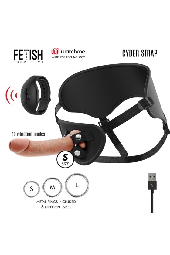 FETISH SUBMISSIVE CYBER STRAP - HARNAIS AVEC TÉLÉCOMMANDE DILDO WATCHME S TECHNOLOGIE