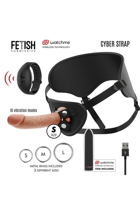 FETISH SUBMISSIVE CYBER STRAP - HARNAIS AVEC GODE ET TÉLÉCOMMANDE BULLET TECHNOLOGIE WATCHME S