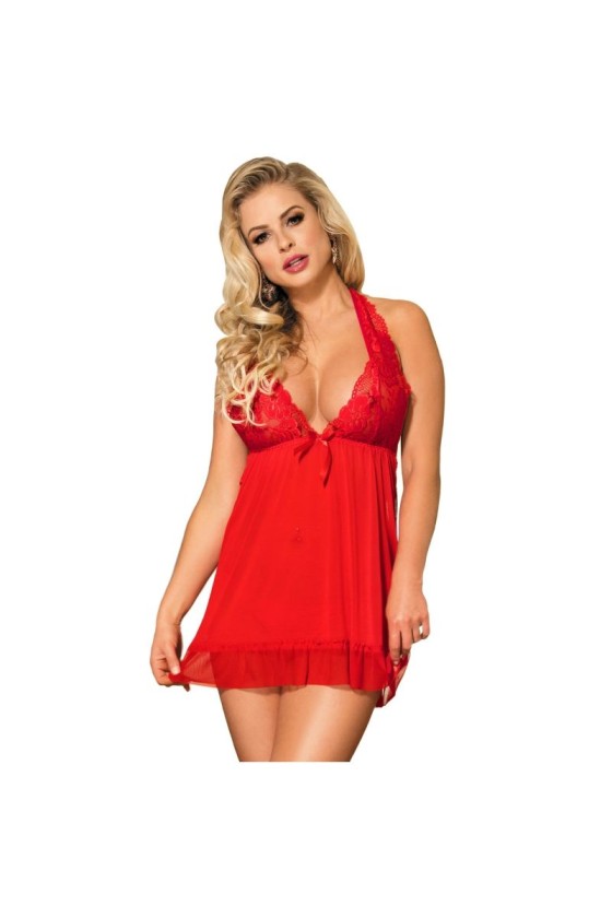 BABYDOLL VERMELHO SUBBLIME MOTIVOS FLORAIS EM SEIOS S/M