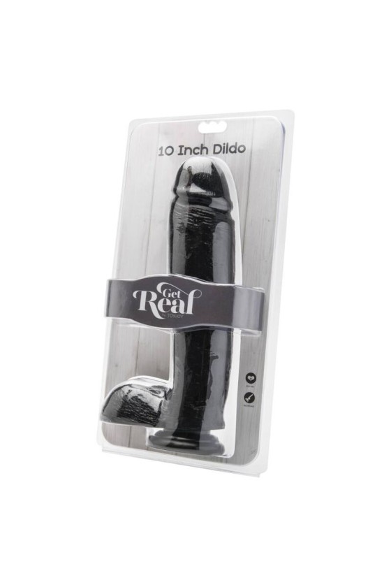 GET REAL - DILDO 25,5 CM CON BOLAS NEGRO