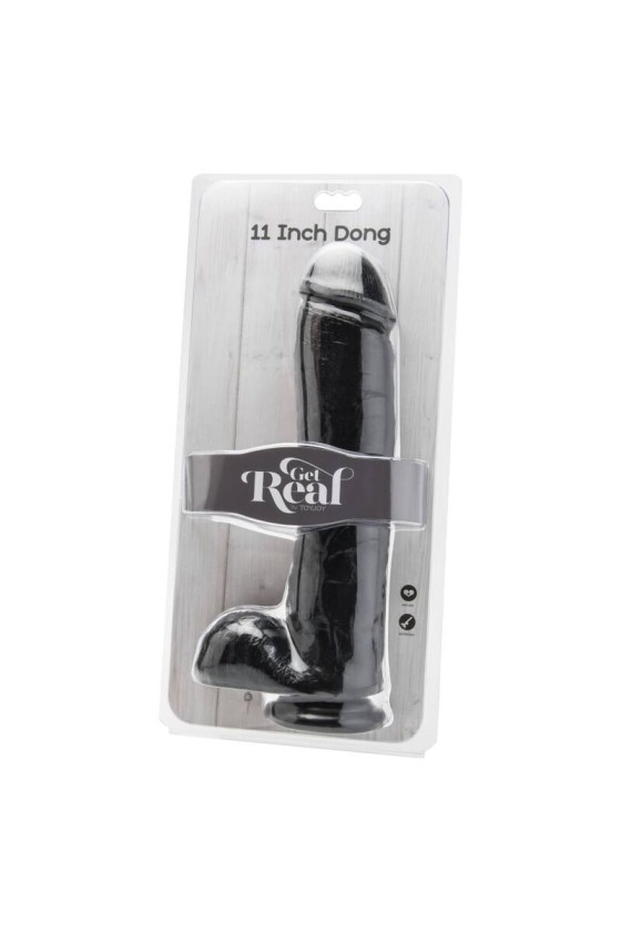 GET REAL - DILDO 28 CM MIT SCHWARZEN EIEREN